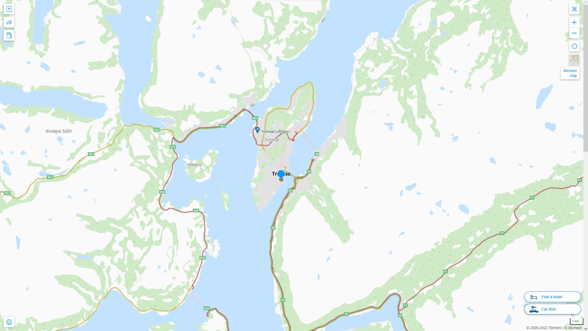 Tromso Norvege Autoroute et carte routiere